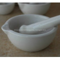 GLAZED PORCELAIN MORTAR AND PESTLE WITH POURING LIP